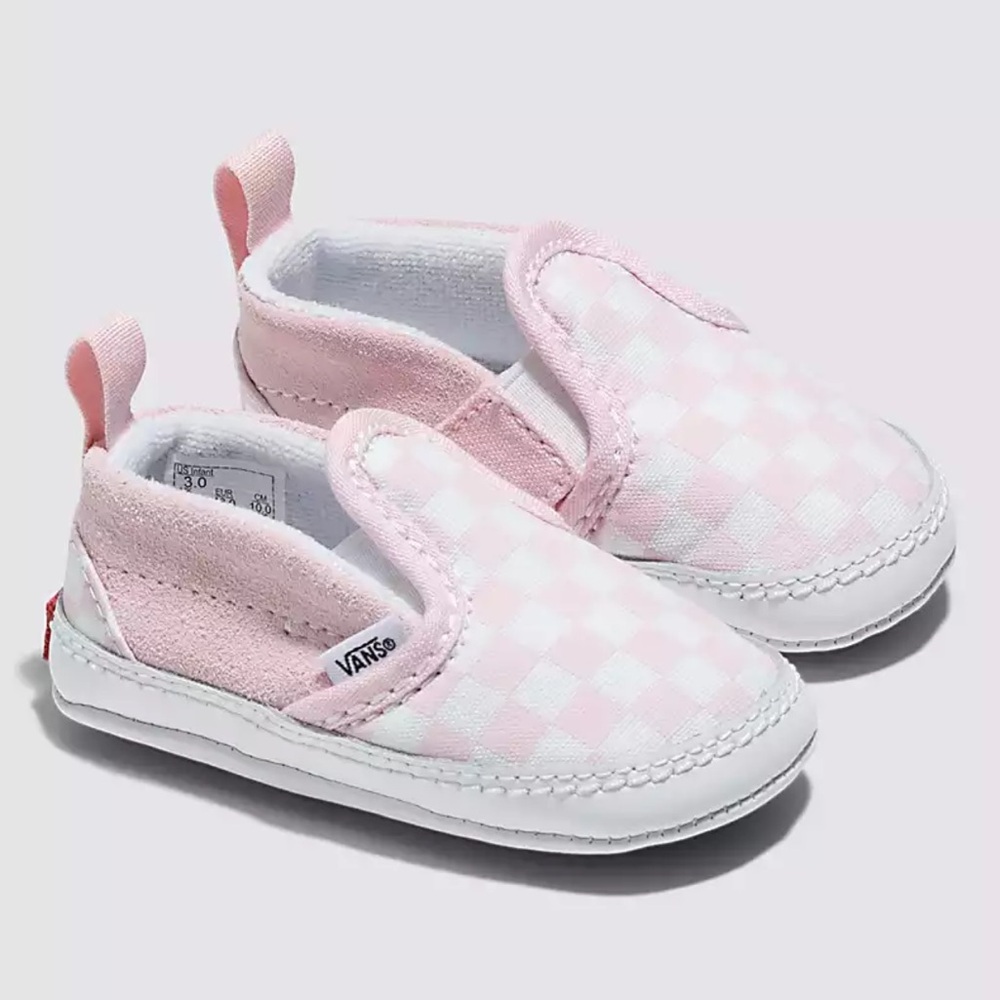 Infant Slip-On V Crib Checkerboard Shoes Pink